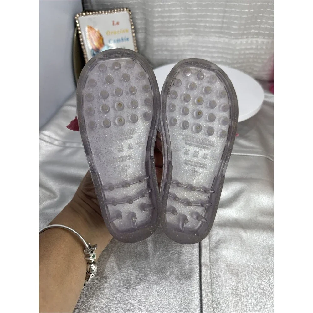 (S4)MINI MELISSA Little Girl's Clear Rainbow Jelly Flat Sandals Size 9